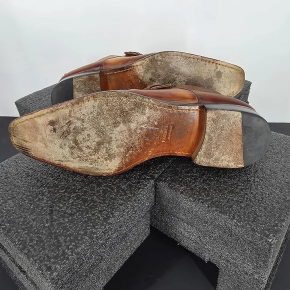 Magnanni Men's 11 M Cognac Brown Leather Single Monk Strap Dress Shoes Spain 132